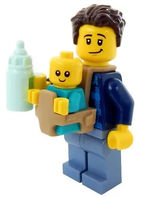 NEW LEGO DAD With Baby In Carrier MINIFIG LOT Minifigure City Town Father Figure • $12.99