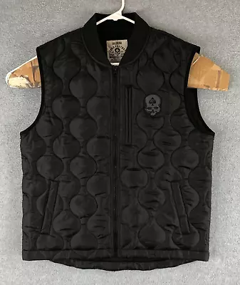 Zero Foxtrot Vest Adult Medium Black Full Zip Pockets Lined Quilted Skull Mens • $49.04