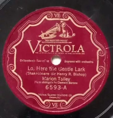 Marion Talley Lo Here The Gentle Lark/swiss Echo Song Victrola 78rpm 104-29 • $33.16