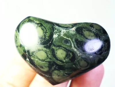 Natural EYE GREEN KAMBABA JASPER Heart Quartz Crystal Palm Stone Heart Healing • $2.25