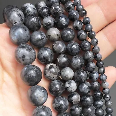 Black Labradorite Larvikite Beads Round Loose Bead Jewelry DIY Crafts Beadwork • $11.76