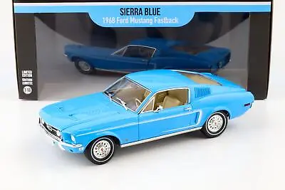1968 1:18 Greenlight Ford MUSTANG FASTBACK Sierra Blue Coupe • £112.39