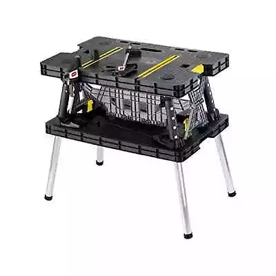 Keter Folding Portable Workbench Sawhorse With (2) 12  Clamps Black & Yellow • $85