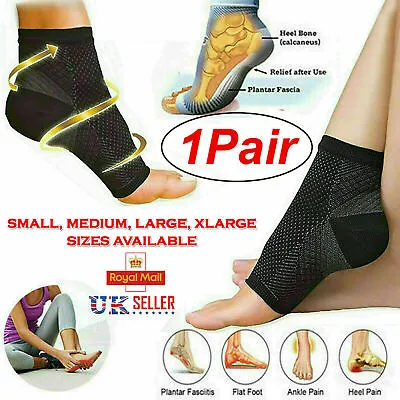 2x Compression Socks Plantar Fasciitis Heel Foot Arch Pain Relief Support Pair • £3.24