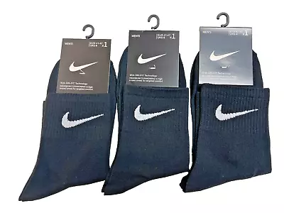 Men's Nike Crew Ankle Socks Dri-Fit 3-pairs Cushioned Lightweight S/M • $14.99