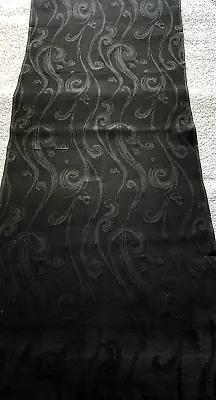 Vintage Tomesode Kimono Black Sha Silk Textured Swirls 39x14 Inches • $9.50