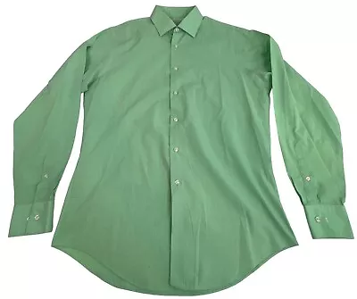 Van Heusen Men's Button Down Shirt Wrinkle Free Fitted 15.5 34/35 Green Collared • $15