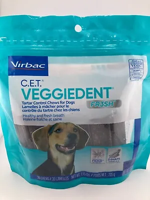 Virbac CET Veggiedent FR3SH Tartar Control Chews For Dogs Med (Pack Of 30) 2/25 • $23.20