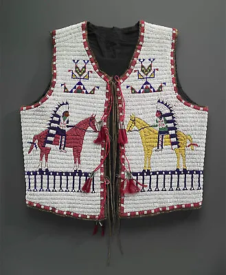 Old American Style Handmade Sioux Design Beaded Front Powwow Regalia Vest BV911 • $313.65