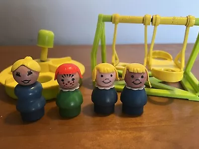 Vintage Fisher Price Little People Swing Set & Merry Go Round Playground • $17