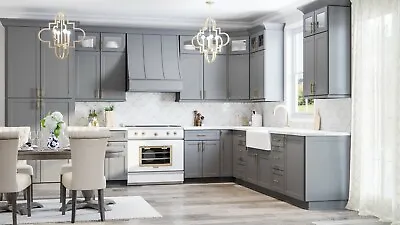 RTA Wood 10X10 Modern Shaker Grey Kitchen Cabinets Dark Gray Lifetime Warranty • $4599.99