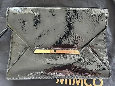 MIMCO Black Patent Leather Large Envelope Clutch Bag W/- Dust Bag - As New • $18.78