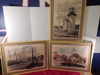 Set Of 3 Signed Watercolor Litho/Print PAUL N NORTON  Mystic Seaport Conn Scenes • $99