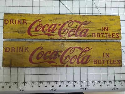 2 VINTAGE  YELLOW & RED COCA-COLA CRATE  Sides  Only 18  X  X 4  • £20.26