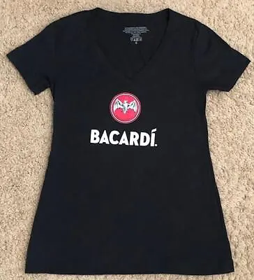 Bacardi Classic Spell Out Logo Women's Black T-Shirt Size Medium Slim • £18.99