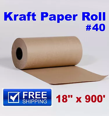 18  X 900' Brown Kraft Paper Roll 40 Lb Shipping Wrapping Parts Boxes Packaging • $44.95