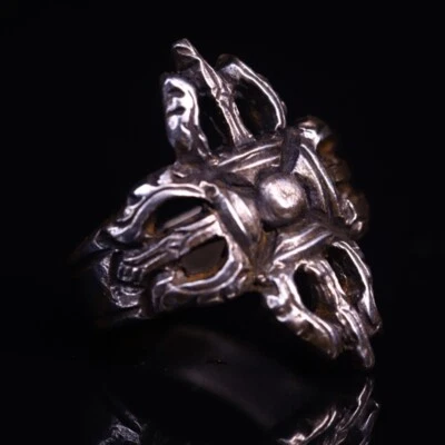 $115.20 • Buy Jokhang Temple Buddhism Cross Vajra Pestle Phurpa Vajra Dorje Ring Talisman#5432