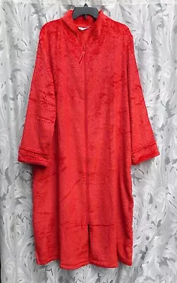 £32.01 • Buy Long Red Textured Chenille Soft Zip-front Nightgown Robe W/pockets~m~8-10~new