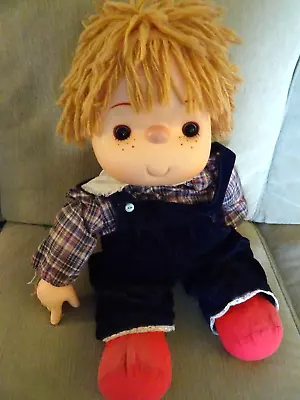 Vintage Large J Shin Ice Cream Doll With Blue Overalls No Cone 1980 Yarn Hair • $45