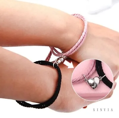 Beautiful Couple Magnet Heart Love Bracelets For Women/teen UK Seller • £3.59