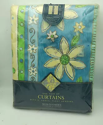 £28 • Buy Mongomery Vintage Pair Curtains Floral 104  X 90  (264cm X 229cm)