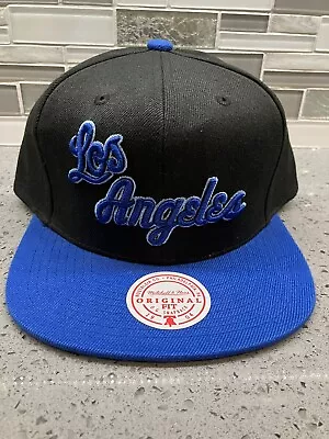 Mitchell & Ness Los Angeles Lakers Black Blue Reload Script Snapback Hat Cap HWC • $23.88