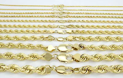 10K Yellow Gold 1mm-8mm Solid Diamond Cut Rope Chain Bracelet 7  7.5  8  8.5  9  • $576.99
