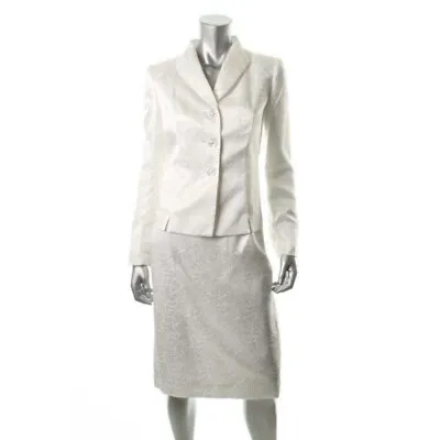LE SUIT NEW Vanilla Ice Jacquard Long Sleeve Jacket & Skirt Suit Set 10 QCO • $48.99