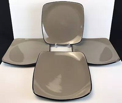 Corelle Hearthstone Square Dinner Plates STONE Gray Brown Stoneware Set Of 4 • $34.95