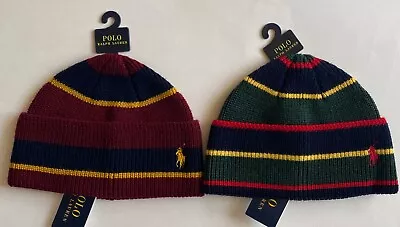 $68 NWT Mens Polo Ralph Lauren Regimental Stripe Cuffed Watch Cap Beanie Ski Hat • $49.95