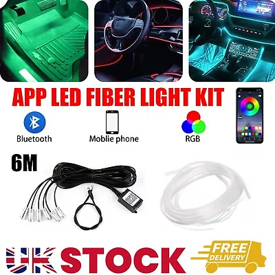 £9.39 • Buy APP Neon LED Light Trim Glow Optic Fiber Strip Car Interior Ambient Lighting Kit