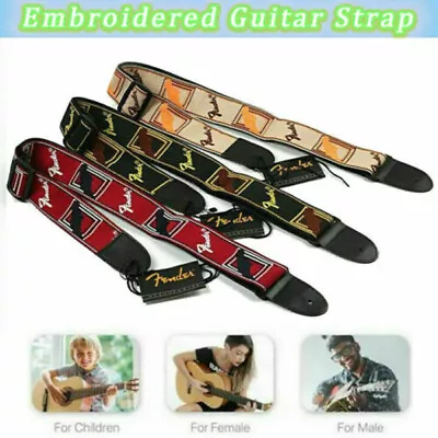 Embroidered Guitar Strap Fender Straps Electric Acoustic Guitar Bass Ukulele • $14.89