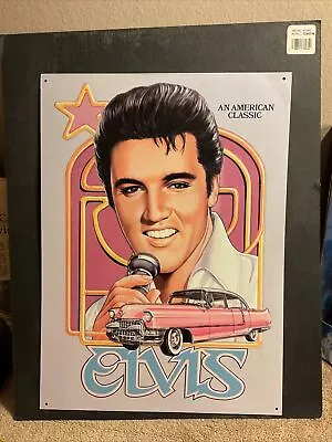 Elvis Presley With Neon Pink Cadillac Metal Sign • $20