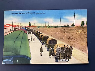 1940s CAMP LIVINGSTON LA   Military Postcard  TICHNOR LINEN • $3.95