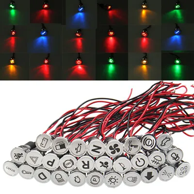 8-16mm LED Dash Panel Warning Pilot Light 12V-36V Indicator Lamp Car Boat Chrome • £7.43