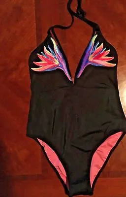 Victoria Secret PINK Embroidered Push Plunge One Piece Swim Suit Monokini S • $17.99