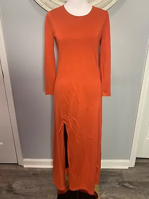 Juicy Couture Silk 3/4 Sleeve Burnt Orange Maxi Dress With High Slit Small • $29