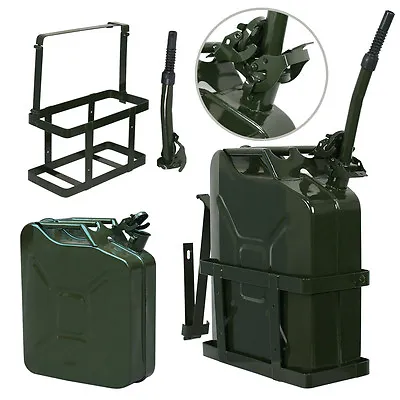 2Pack Jerry Can 5 Gallon 20L Oil Army Backup Military Metal Steel Tank Holder • $87.58