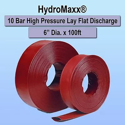 6  X 100' - 150 PSI 10 Bar High Pressure Heavy Duty PVC LayFlat Discharge Hose  • $599.99