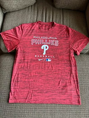 Nike Mens Dri Fit MLB Auth Baseball Philadelphia Phillies T-Shirt Red XL - EUC! • $19.95