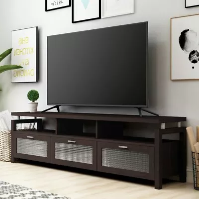 Espresso Finish Modern Media Entertainment Center TV Console Drop-Down Cabinets • $405.77