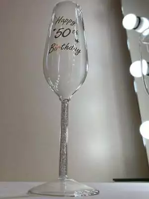 £14.89 • Buy 30th 40th 50th 21st 18th Swarovski Crystal Champagne Flutes Glass With Gift Box