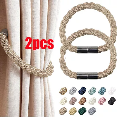 2Pcs A Pair Grey Magnetic Curtain Tie Backs Curtain Holdbacks Buckle Clips UK • £4.13