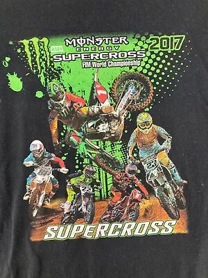 Monster Energy Mens Promo Tee Medium Black Supercross Motocross 2017 • $16.99