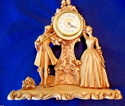 Vintage Faux Marble Colonial Couple Clock/cupid Top Germany~ Mercede Works • $49.99