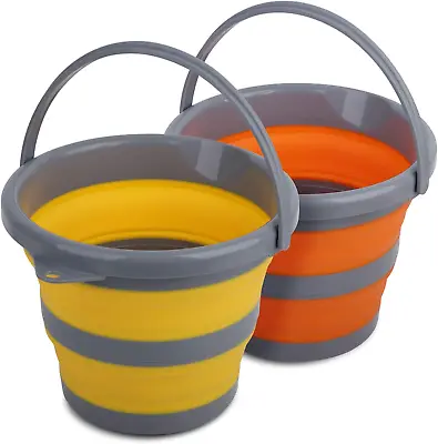 2 Pack Collapsible Plastic Bucket With 1.32 Gallon (5L) Each Foldable Round Tub • $23.32