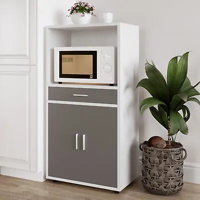 Microwave Stand With Drawer Storage Cabinet Locking Wheels  Kitchen Storage • $164.99