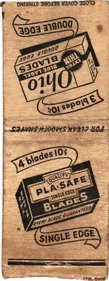 Pla-Safe Single Edge Blades 4 Blades 10¢ Blade Vintage Matchbook Cover • $9.99