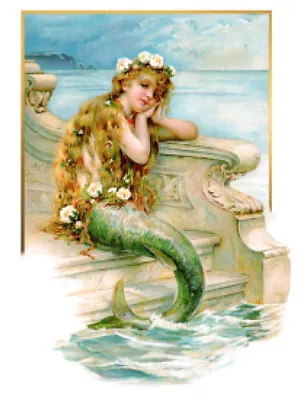 Vintage Image Little Mermaid Hans Andersen Fairy Tale Waterslide Decal WOM994 • $12.99