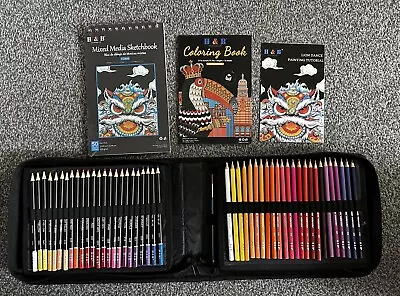 H&B 150 Colouring Pencils Set With Portable Zipper Bag Sketchpad Drawing & Art • £30